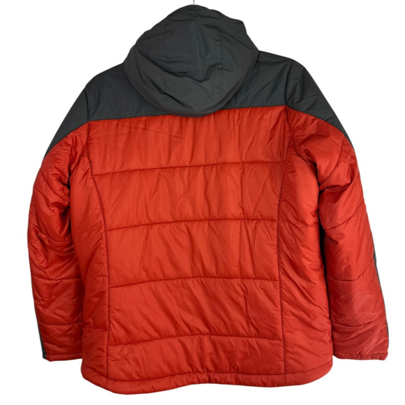 L.L. Bean Packaway Hooded Jacket Men’s Large Orange Gray Full Zip Nylon Puffer - Picture 3 of 9